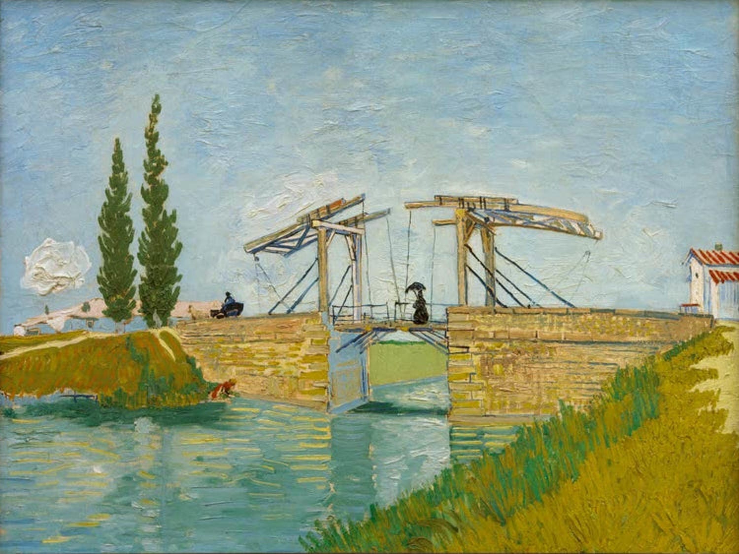 Brücke von Langlois mit Dame von van Gogh