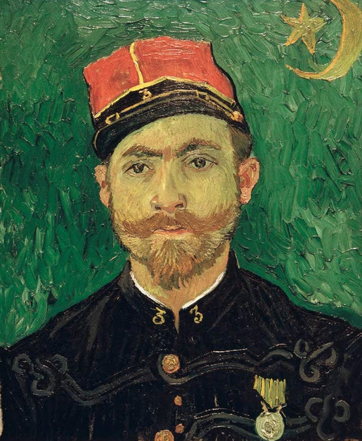 „Porträt von Milliet“ von Vincent van Gogh: Darstellung von Milliet in kräftigen Farben und expressiven, dynamischen Pinselstrichen.