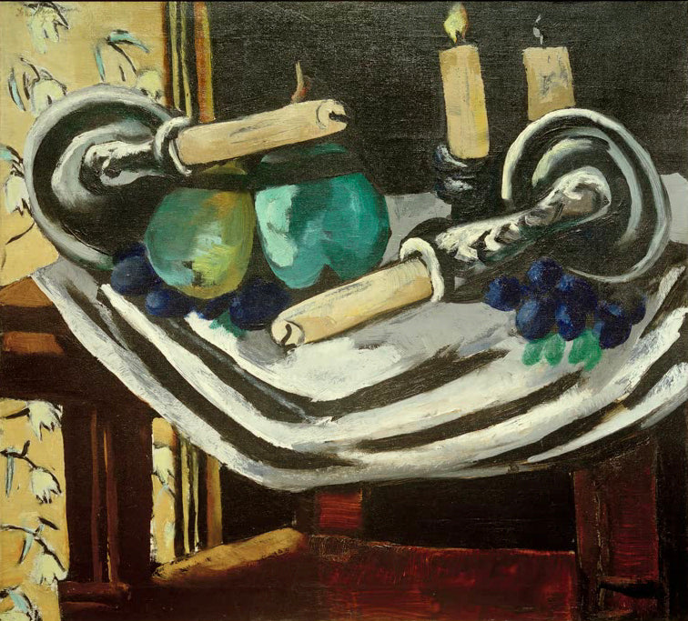 "Stillleben mit umgestürzten Kerzen" von Max Beckmann – expressionistisches Stillleben mit Symbolkraft.