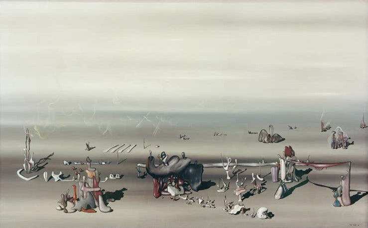 "Ich erwarte sie" von Yves Tanguy – surreale Landschaft mit abstrakten, organischen Formen.