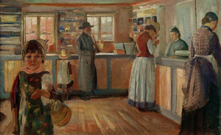 Kunstdruck Beim Dorfkrämer in Vrengen von Edvard Munch