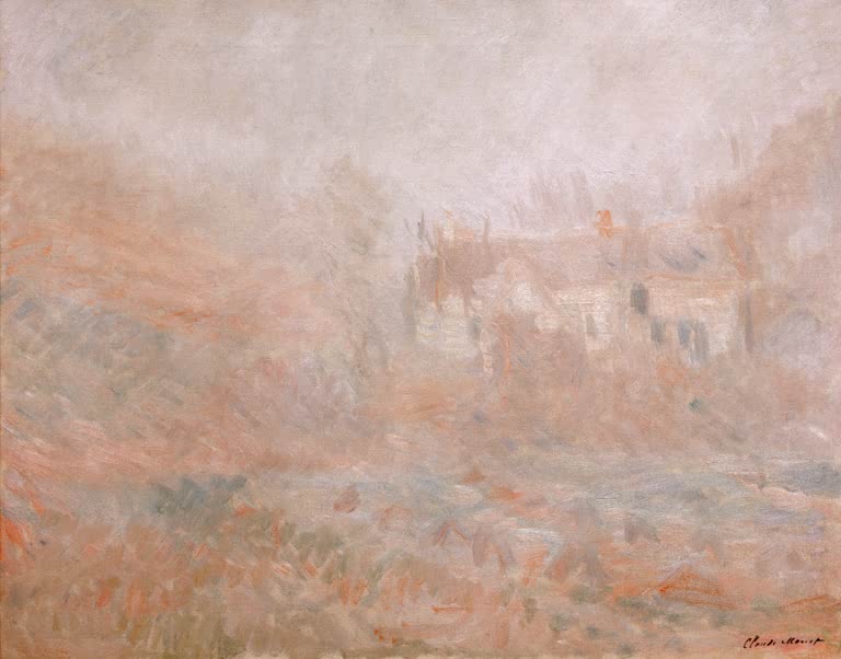 Häuser in Falaise im Nebel | Claude Monet
