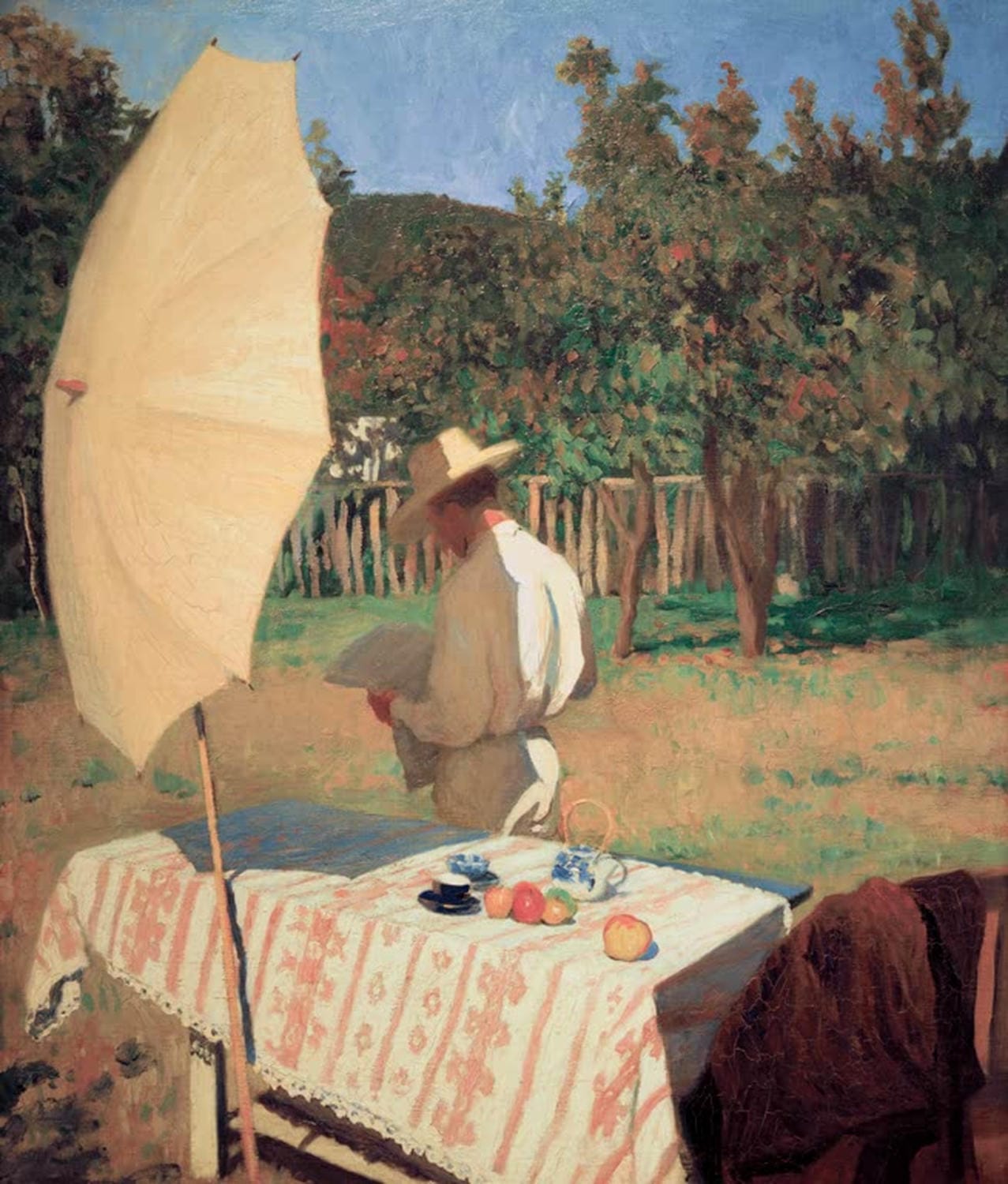 Herbstliche Landschaft mit Figuren im Oktober, Gemälde von Károly Ferenczy als Kunstdruck