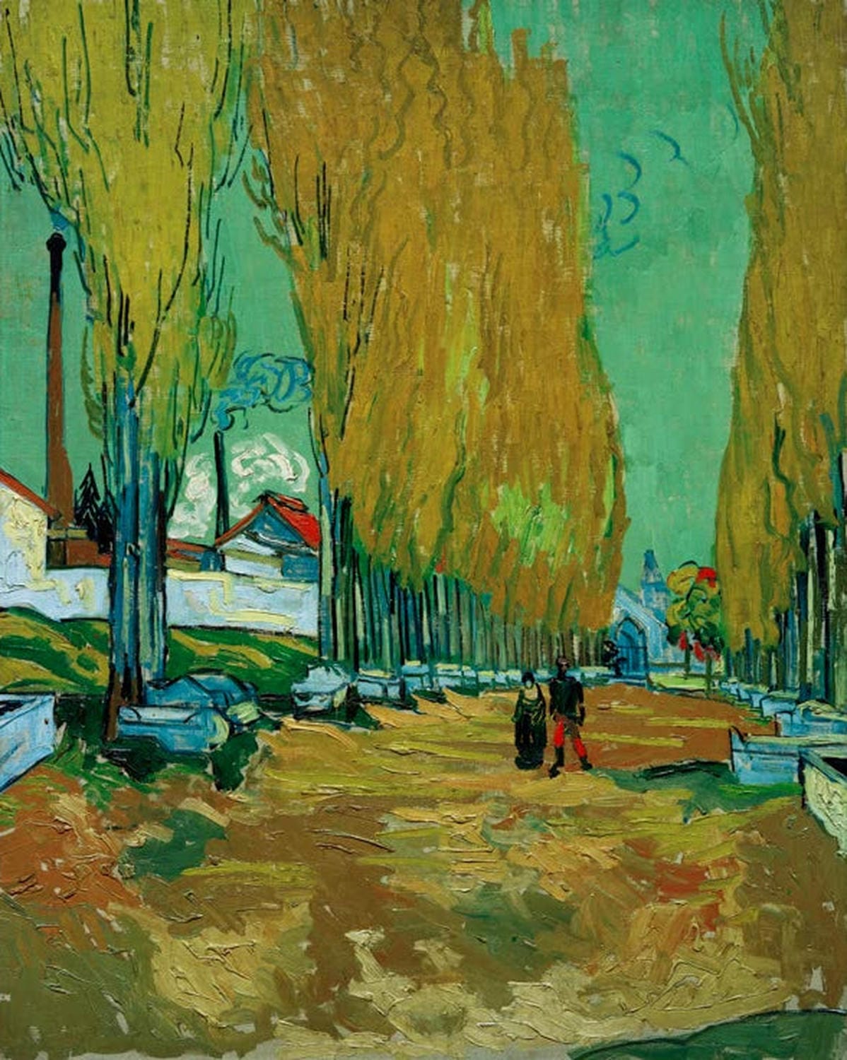 „Allée des Tombeaux“ von Vincent van Gogh – postimpressionistische Allee mit Gräbern, expressiven Farbtönen und dynamischer Pinselführung.