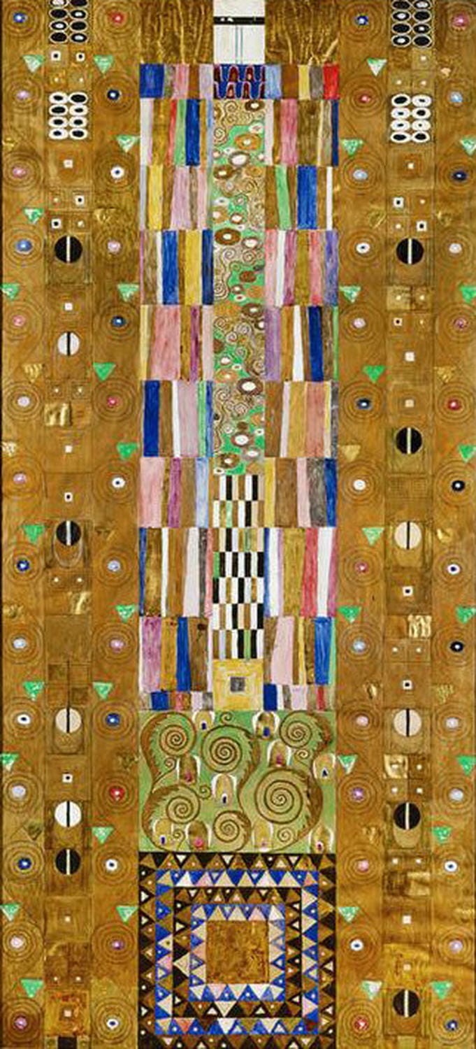 „Werkvorlage zum Stoclet-Fries“ von Gustav Klimt – Eine Studie, die Klimts künstlerische Entwicklung und seinen ikonischen Jugendstil mit geometrischen Mustern und floralen Motiven widerspiegelt.