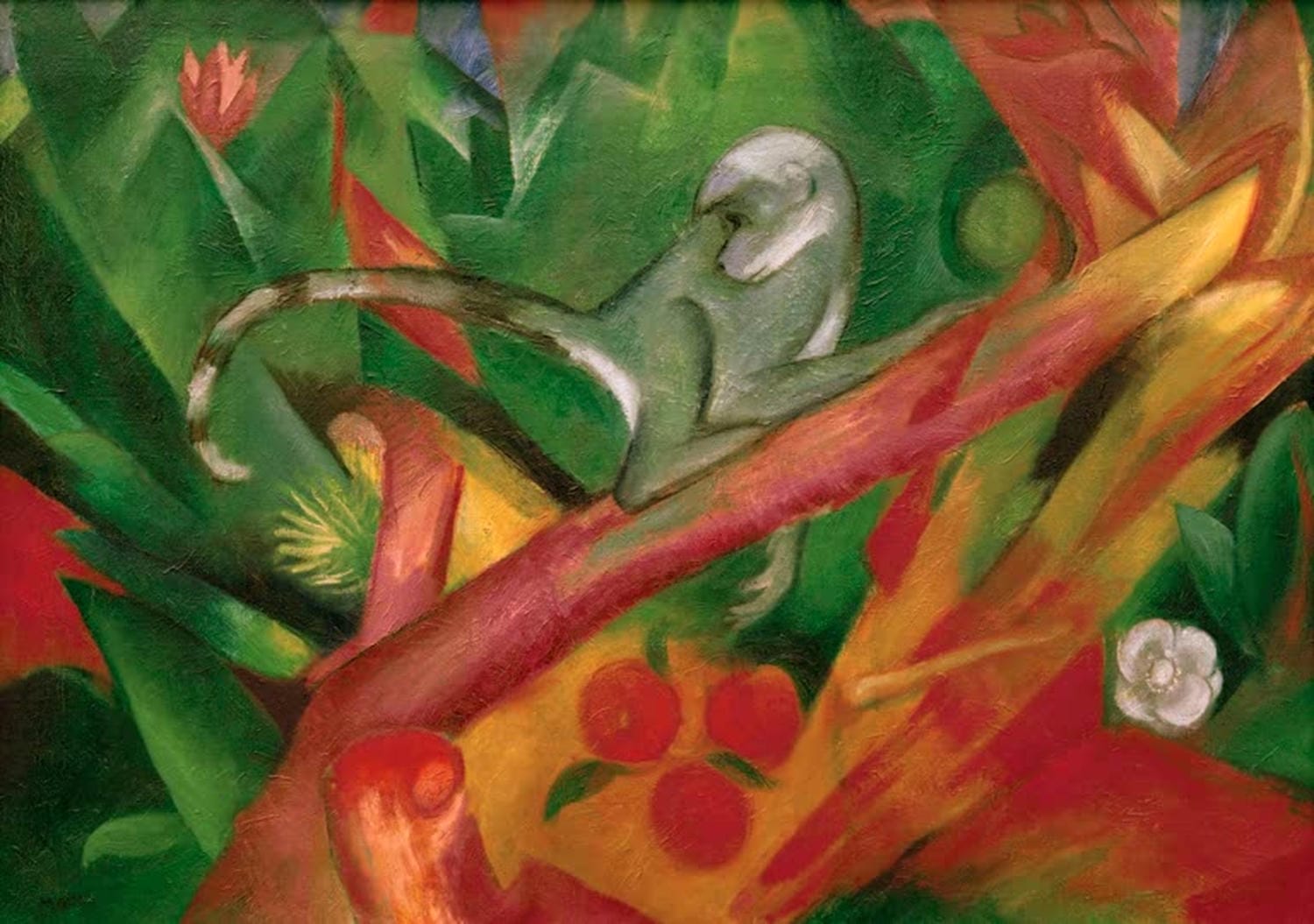 Kunstdruck „Das Äffchen“ von Franz Marc – expressionistisches Affenporträt als hochwertiger Kunstdruck, auf Leinwand oder Poster, optional gerahmt, handgefertigt in Deutschland.