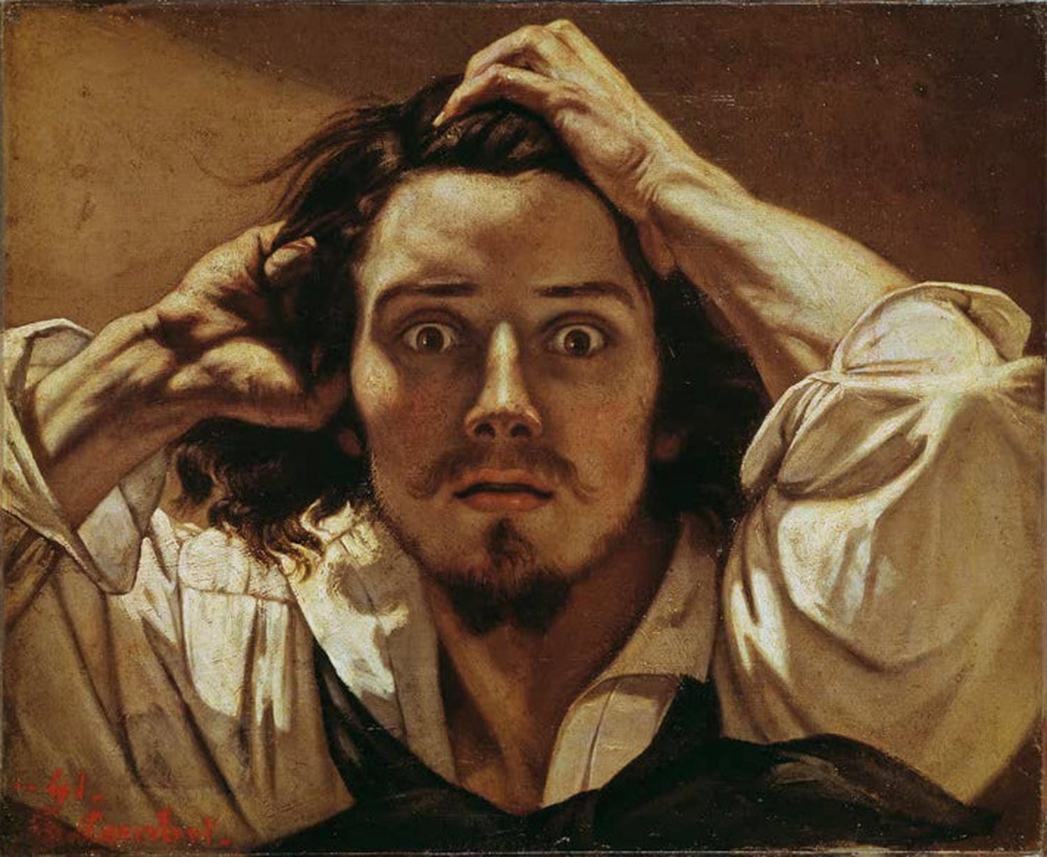 "Selbstbildnis (Le Désespéré)" von Gustave Courbet – intensives realistisches Porträt mit emotionalem Ausdruck.
