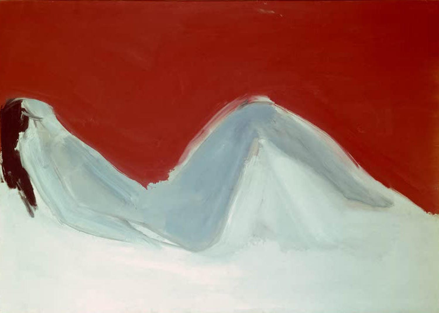 Nicolas de Staël, „Liegender Akt“, abstrakte Darstellung eines liegenden weiblichen Aktes mit klaren Farbflächen.