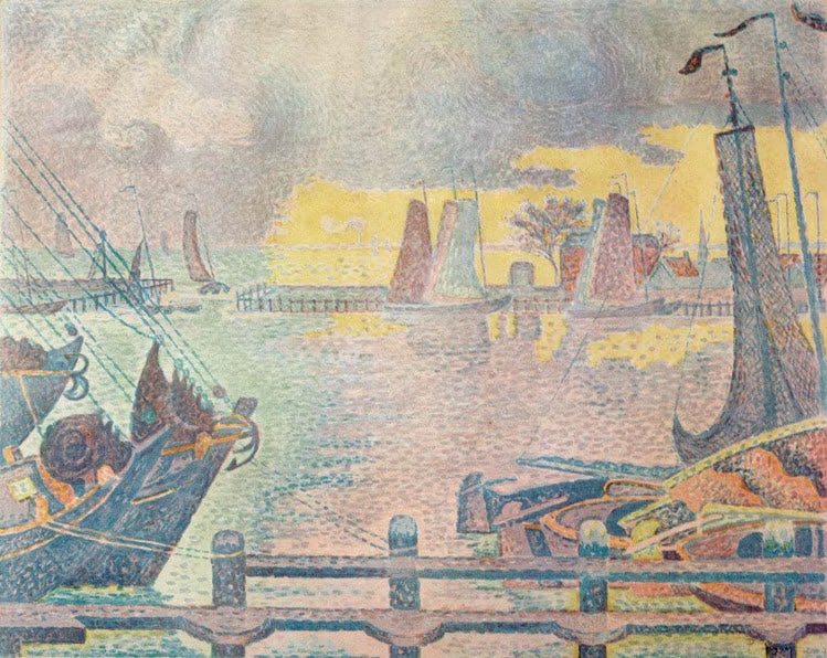 „Die Boote“ von Paul Signac – farbenfrohe neoimpressionistische Darstellung mehrerer Boote auf dem Wasser.