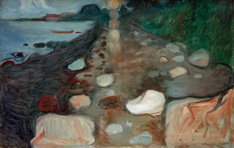 Kunstdruck Mondschein am Strand von Edvard Munch