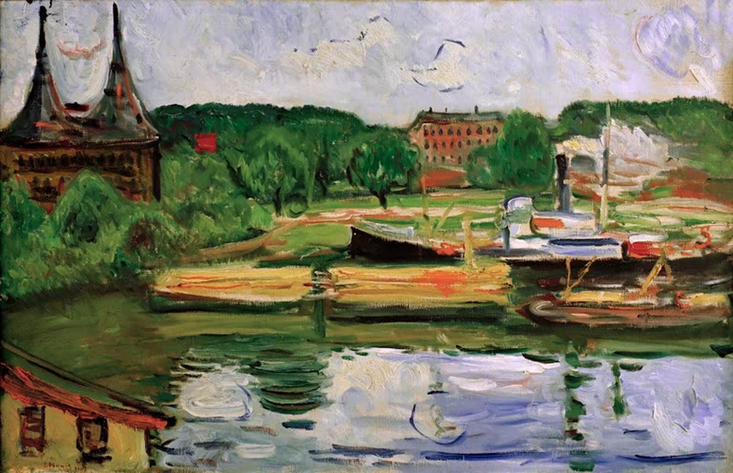 Kunstdruck Lübecker Hafen mit Holstentor von Edvard Munch