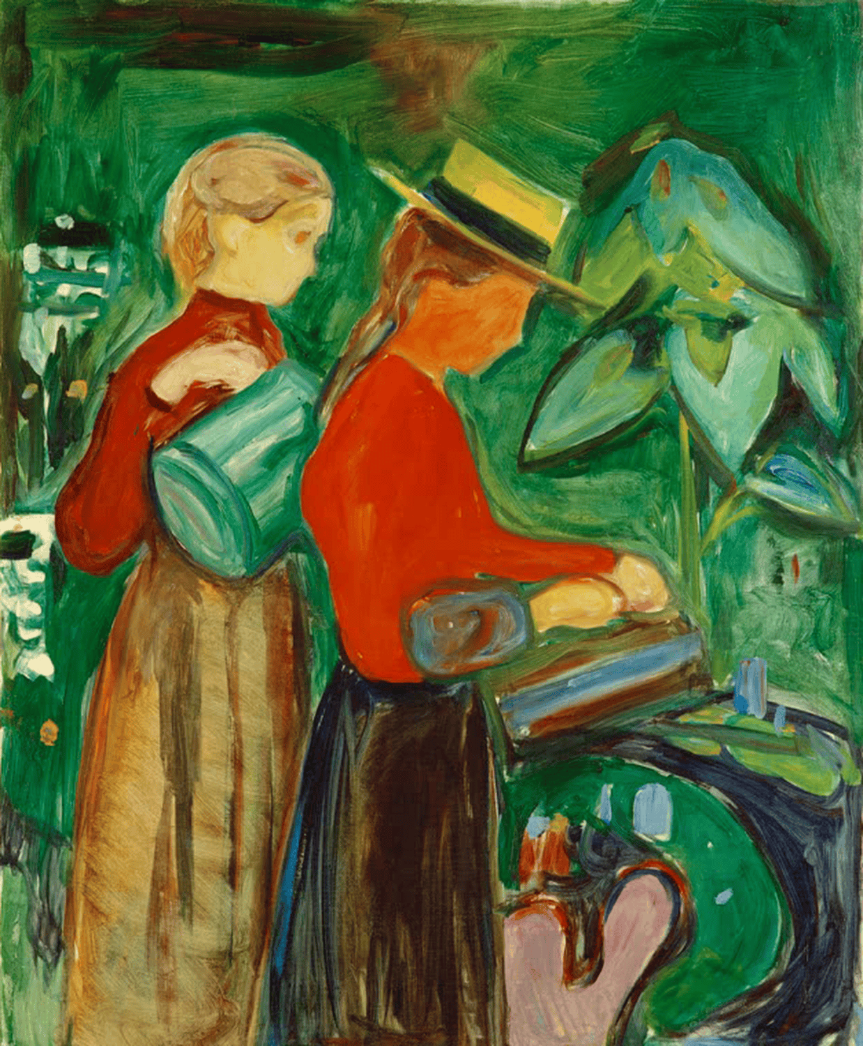 Kunstdruck Mädchen beim Blumengießen von Edvard Munch