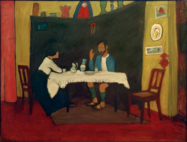 Kandinsky und Erma Bossi am Tisch | Gabriele Münter