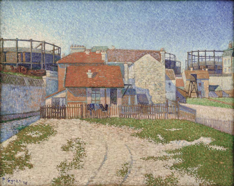 „Die Gasometer bei Clichy“ von Paul Signac – neoimpressionistische Industrielandschaft mit markanten Gasometern bei Clichy.