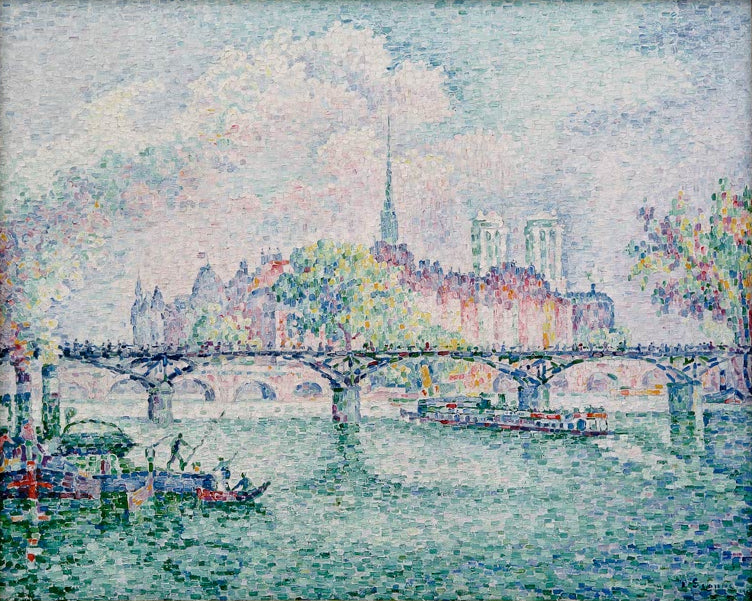 „Der Pont des Arts“ von Paul Signac – farbenfrohe neoimpressionistische Ansicht der Pariser Brücke über der Seine.