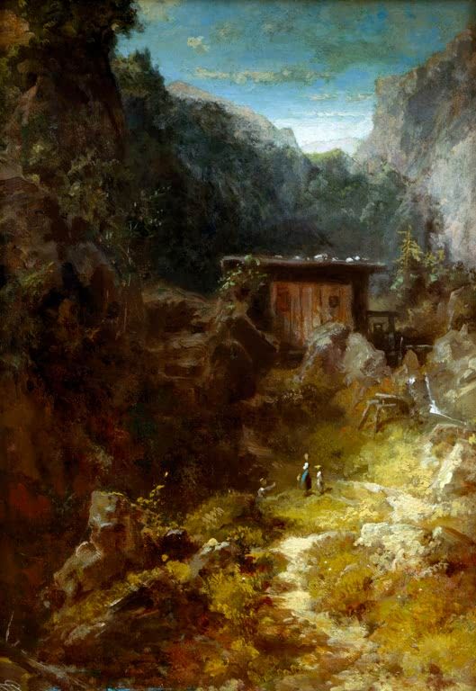 Mühle im Gebirge mit drei Figuren | Carl Spitzweg