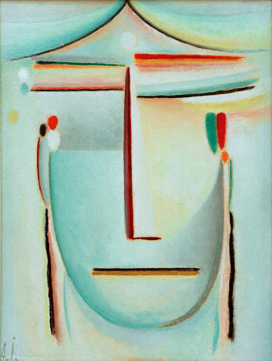 Kunstdruck von Alexej von Jawlenskys Abstrakter Kopf. Abstrakte Darstellung eines Gesichts mit intensiven Farben und Formen, die Emotionen und psychologische Tiefe hervorheben.