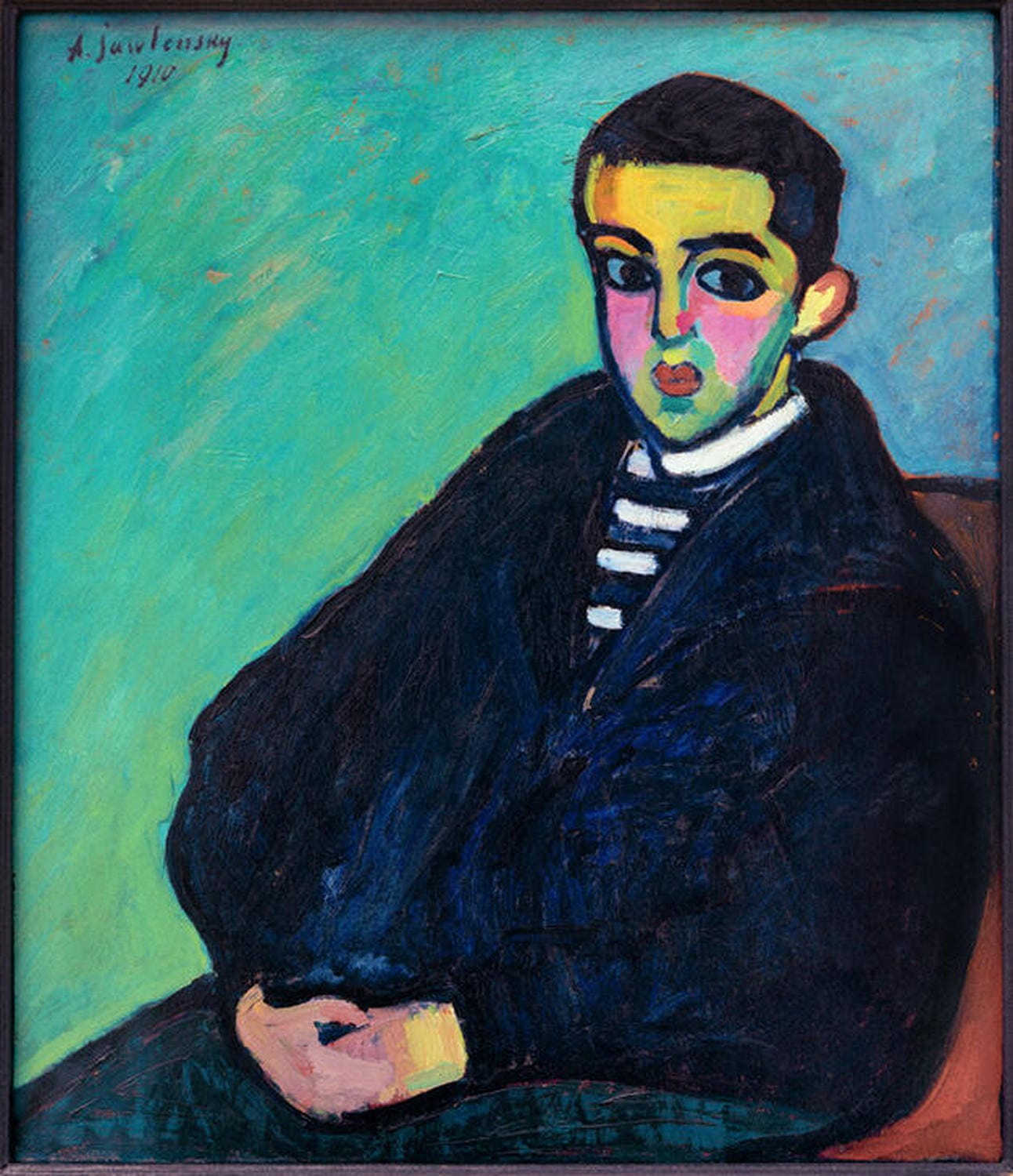 Kunstdruck von Alexej von Jawlenskys Nikita. Ein ausdrucksstarkes Porträt, das mit kräftigen Farben und klaren Formen die Emotionen und Persönlichkeit des Dargestellten einfängt.