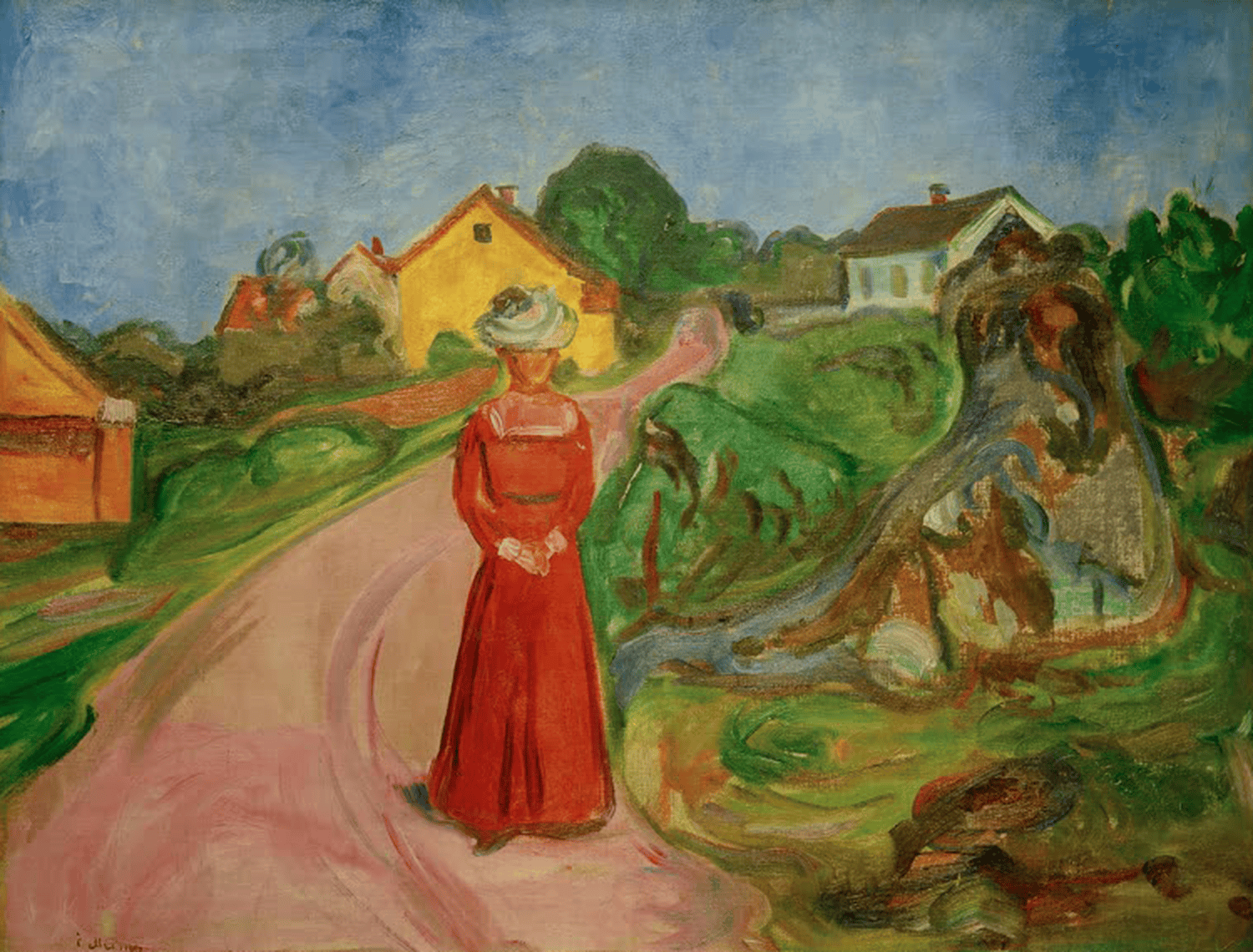 Kunstdruck Frau im roten Kleid von Edvard Munch