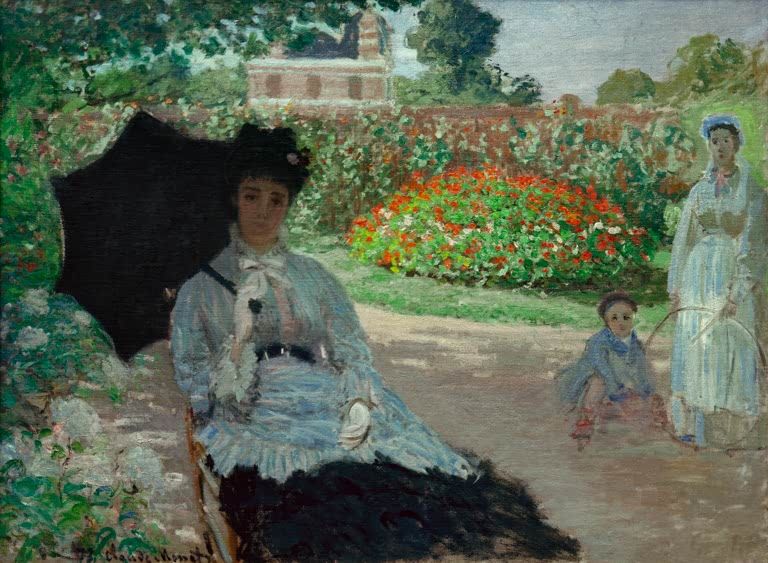 Camille mit Jean und Kindermädchen im Garten | Claude Monet