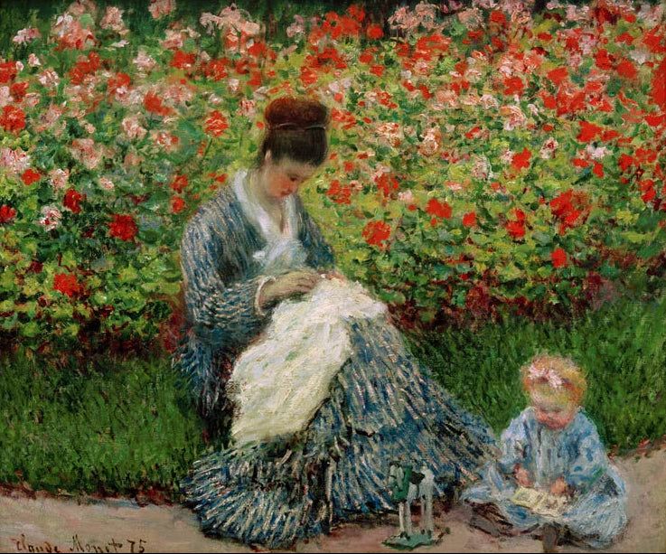 Camille Monet mit Kind im Garten | Claude Monet
