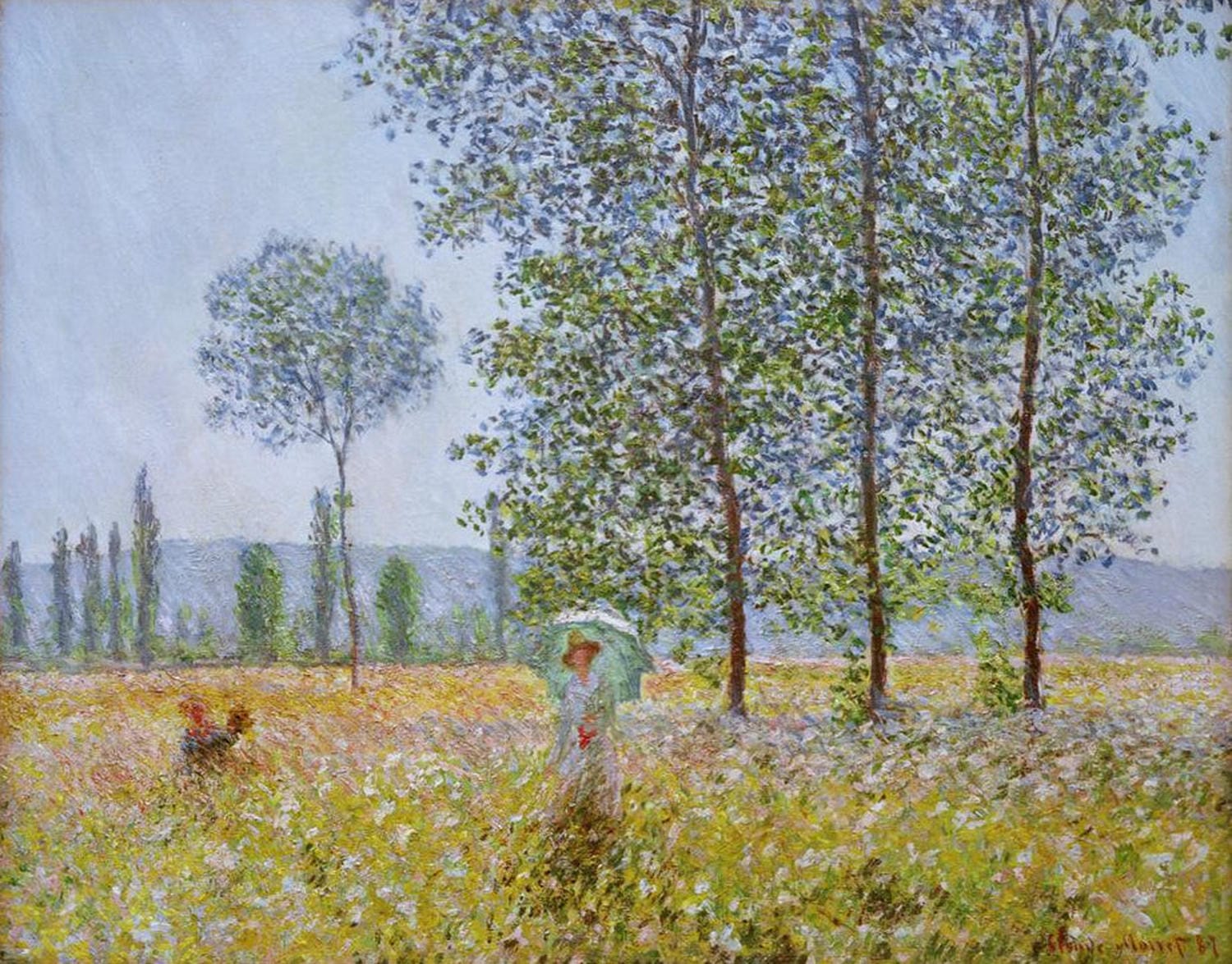 Kunstdruck „Unter den Pappeln bei Sonne“ von Claude Monet – impressionistische Landschaft voller Licht, Farbe und Leichtigkeit. Edle Reproduktion für stilvolle Wohnräume.