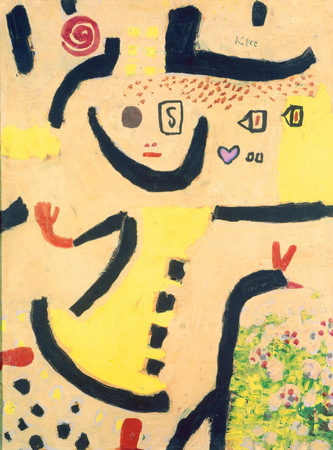 Abstrakte Linienzeichnung mit spielerischen Formen auf hellem Grund – Gemälde "Ein Kinderspiel" von Paul Klee, 1923