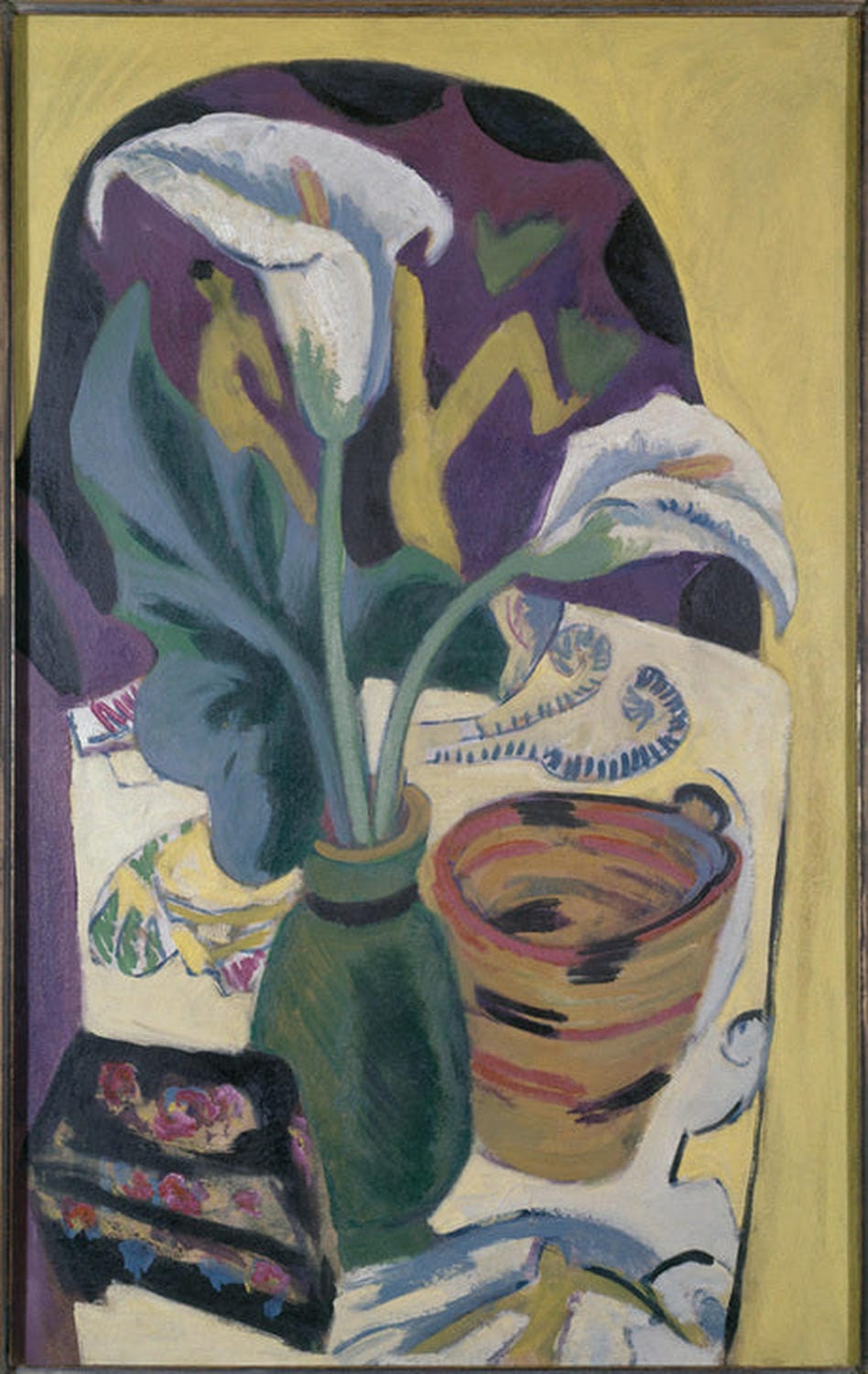 Expressionistisches Stillleben mit weißer Calla und farbigen Flächen – Gemälde "Stilleben mit Kalla" von Ernst Ludwig Kirchner