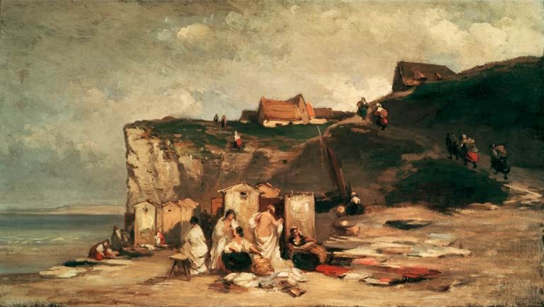 Badende Frauen am Meer bei Dieppe III | Carl Spitzweg
