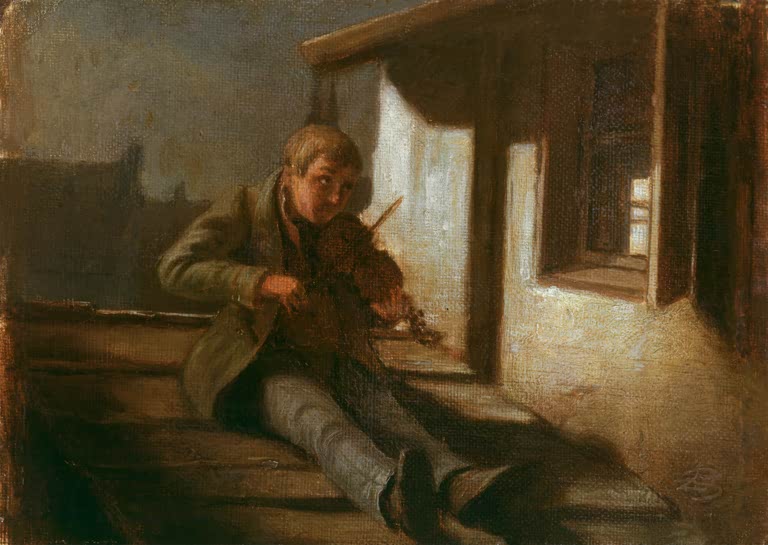 Geiger auf dem Dach | Carl Spitzweg