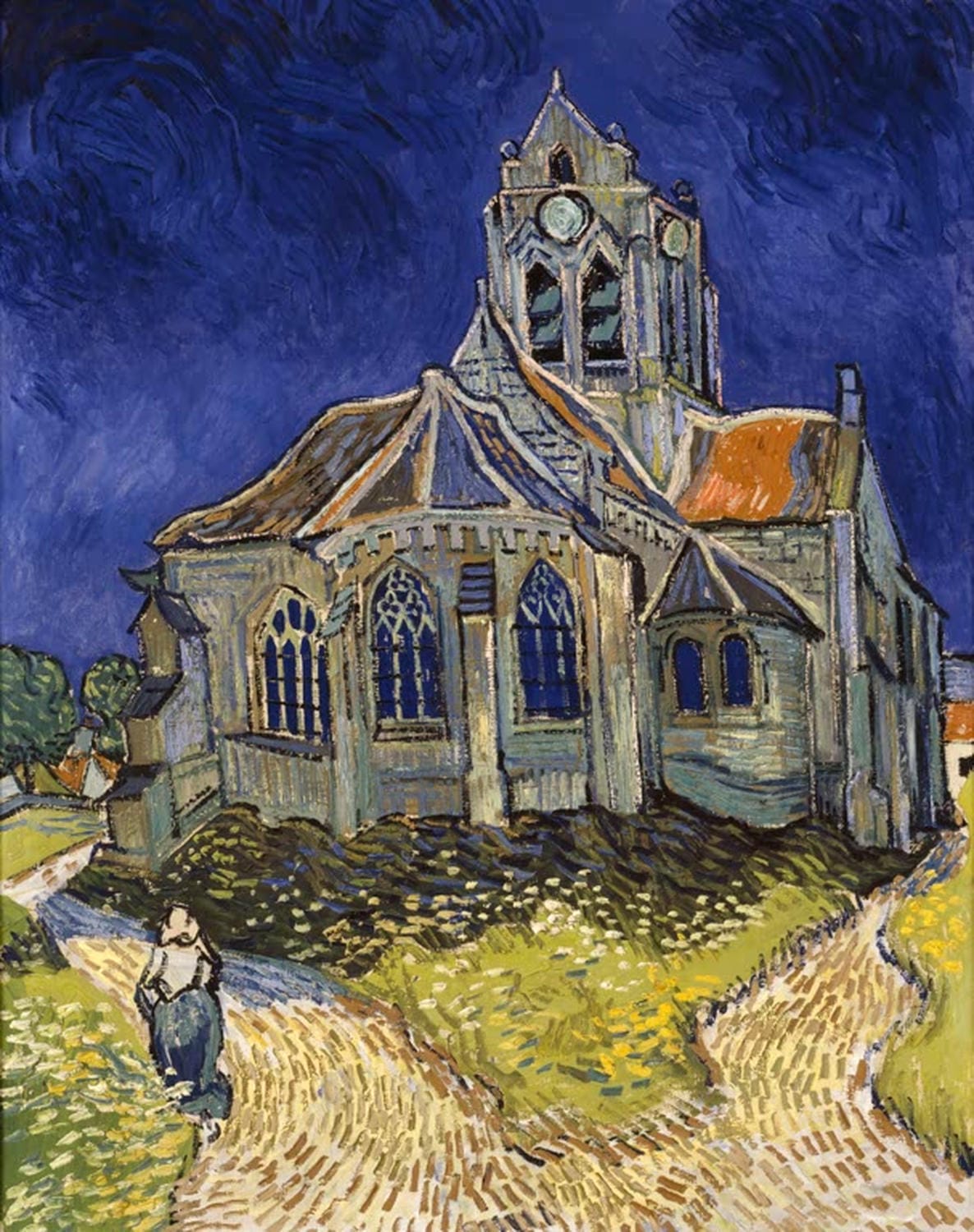 Die Kirche in Auvers-sur-Oise von Vincent van Gogh – lebendige Darstellung mit kräftigen Farben und markanten Linien.