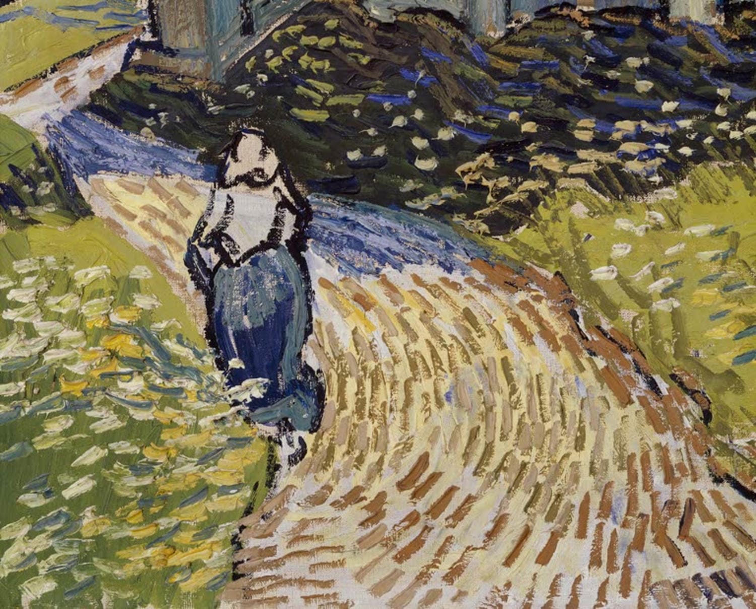 Kunstdruck des Gemäldes „Kirche in Auvers-sur-Oise“ von Vincent van Gogh mit Dorfkirche und umgebender Straße in lebendigen Farben