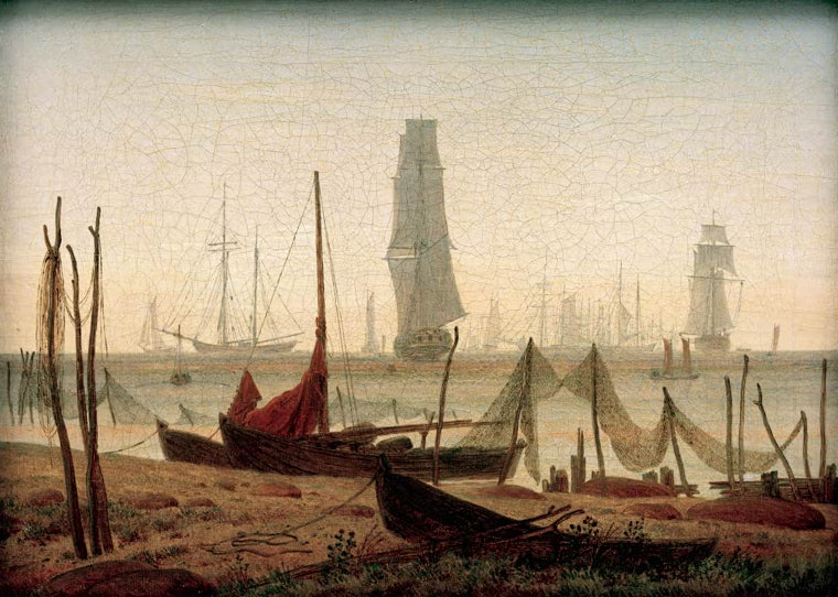 „Mittag“ von Caspar David Friedrich – romantische Landschaft im hellen Mittagslicht mit ruhiger Atmosphäre.