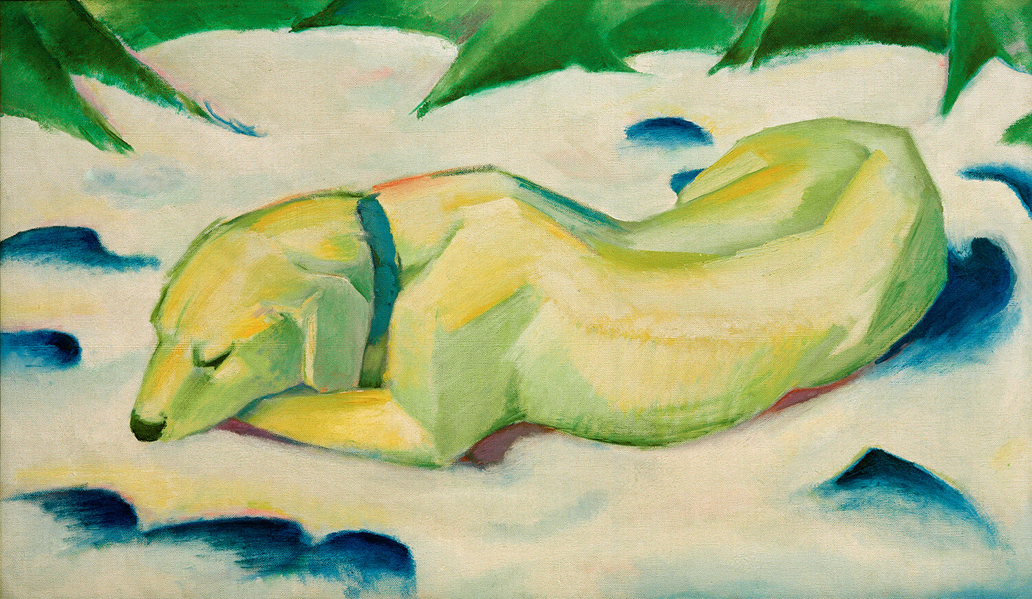 Liegender Hund im Schnee | Franz Marc