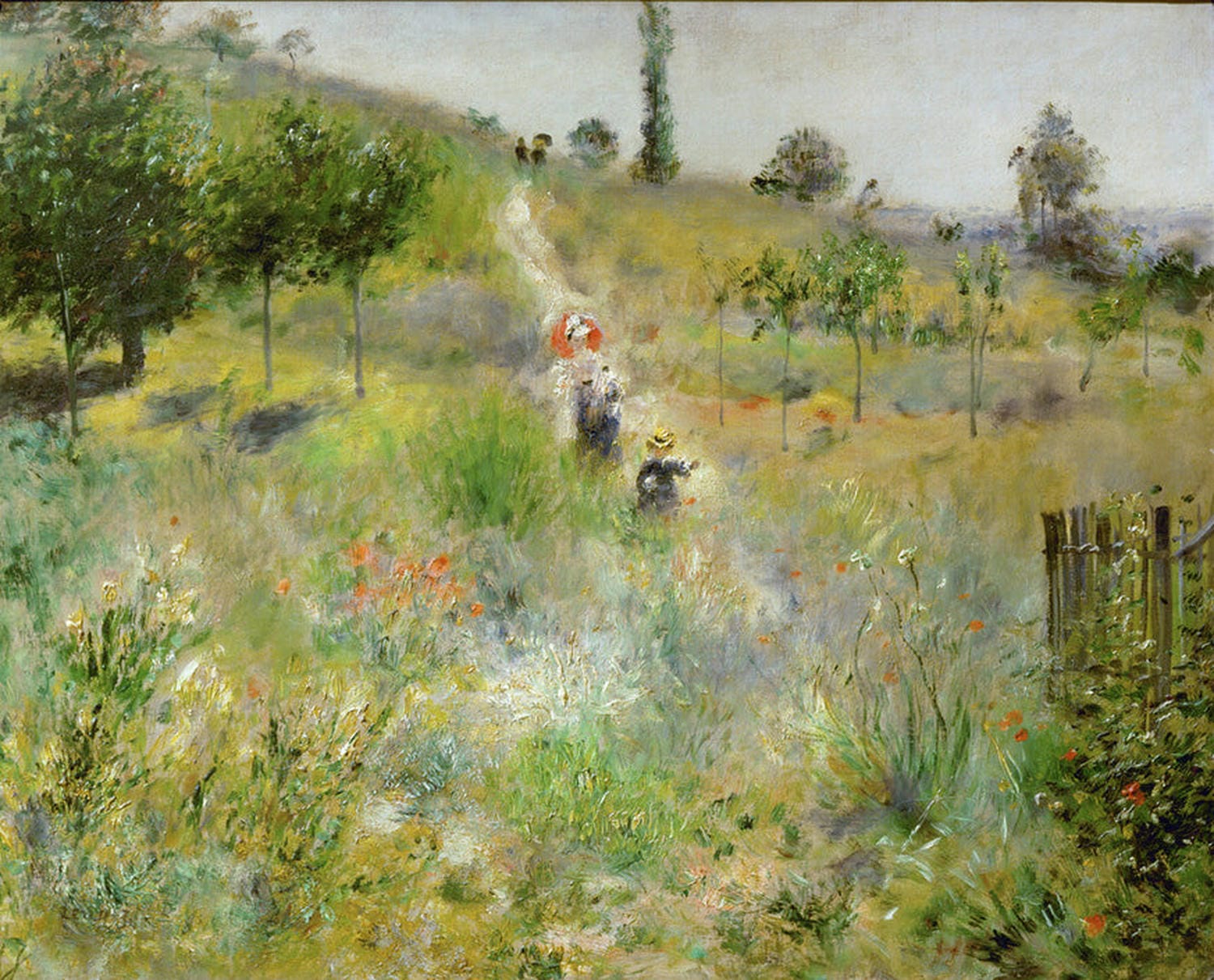 Impressionistischer Weg durch hohes Gras, Gemälde von Pierre-Auguste Renoir mit sommerlicher Landschaft.