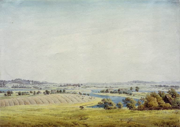 „Rügenlandschaft (Blick auf Putbus)“ von Caspar David Friedrich – romantische Landschaft mit Blick auf Putbus auf der Insel Rügen.