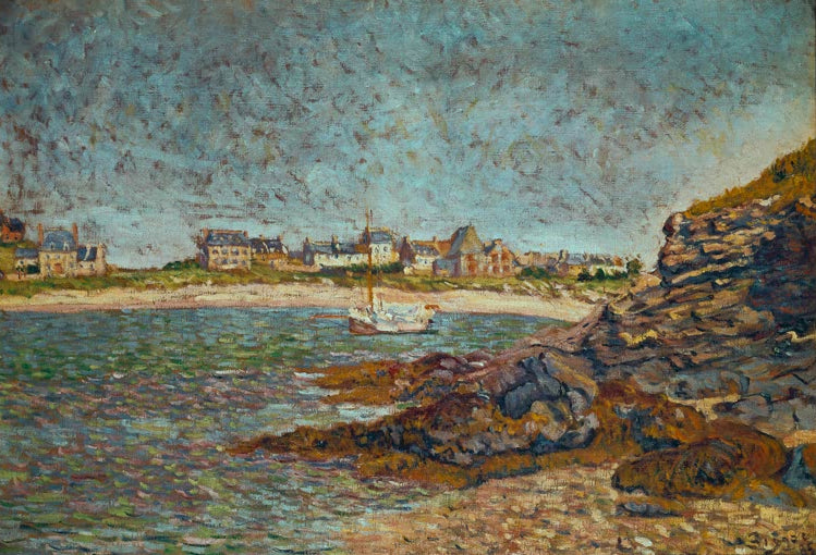 „St. Briac, Hafenansicht“ von Paul Signac – farbenfrohe neoimpressionistische Hafenszene mit Booten und bretonischer Küstenlandschaft.