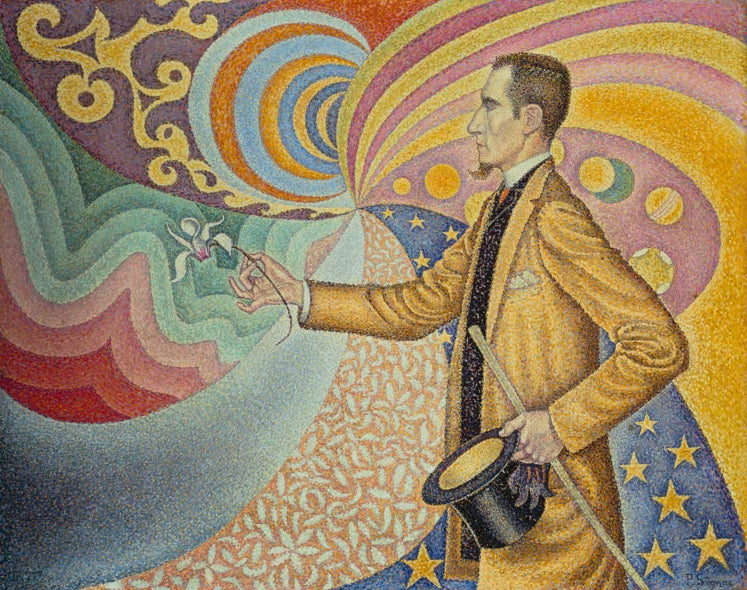 „Porträt Félix Fénéon“ von Paul Signac – farbenfrohes Porträt des Kunstkritikers Félix Fénéon mit dekorativer neoimpressionistischer Gestaltung.