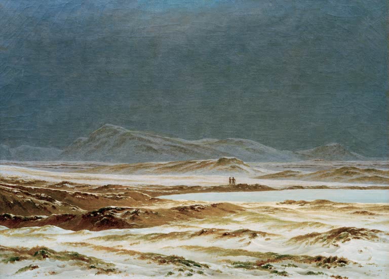 „Nördliche Landschaft, Frühling“ von Caspar David Friedrich – romantische Frühlingslandschaft mit weiter Natur und sanften Farbtönen.