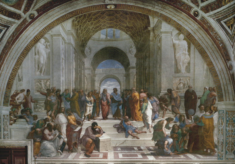 Raffaels "Die Schule von Athen“ als hochwertiger Kunstdruck – ein Meisterwerk der Renaissance über Philosophie, Wissen und geistige Harmonie. Jetzt entdecken!