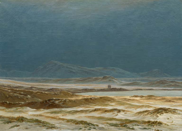 „Nördliche Landschaft, Frühling“ von Caspar David Friedrich – weite romantische Landschaft mit erwachender Natur und sanften Frühlingstönen.