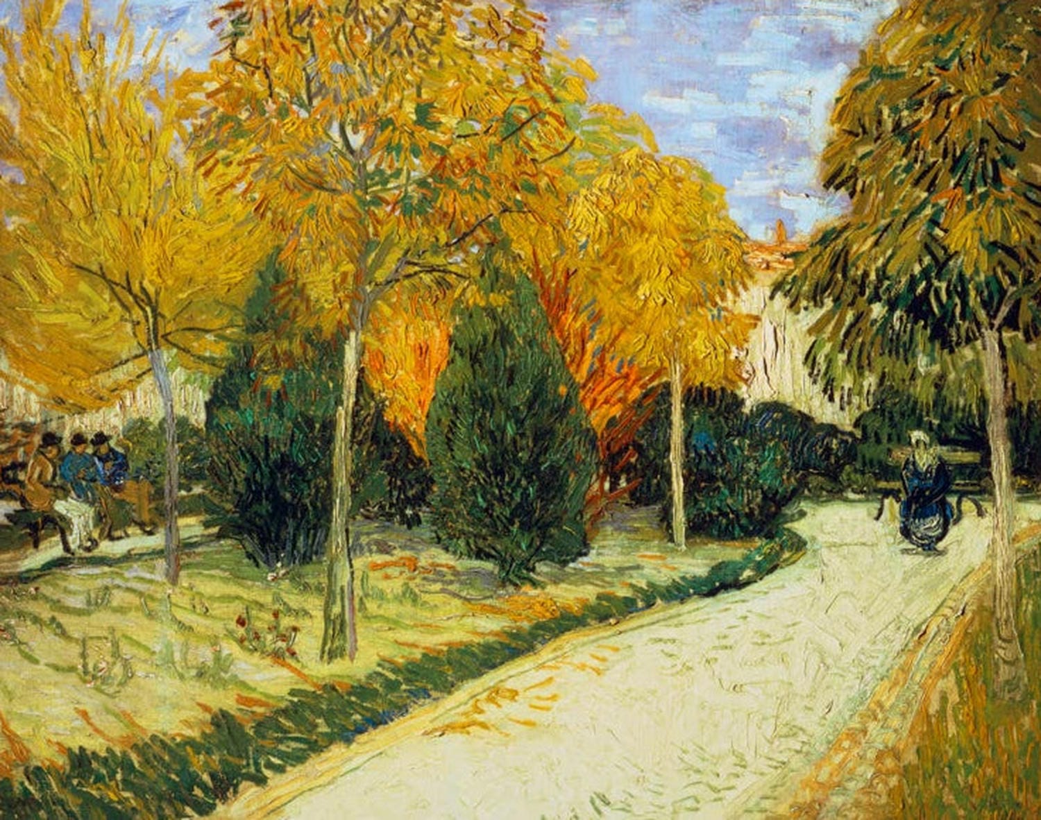„Weg im Park von Arles“ von Vincent van Gogh – farbkräftige Parklandschaft mit markantem Weg, expressiver Pinselführung und lebendiger Lichtstimmung.