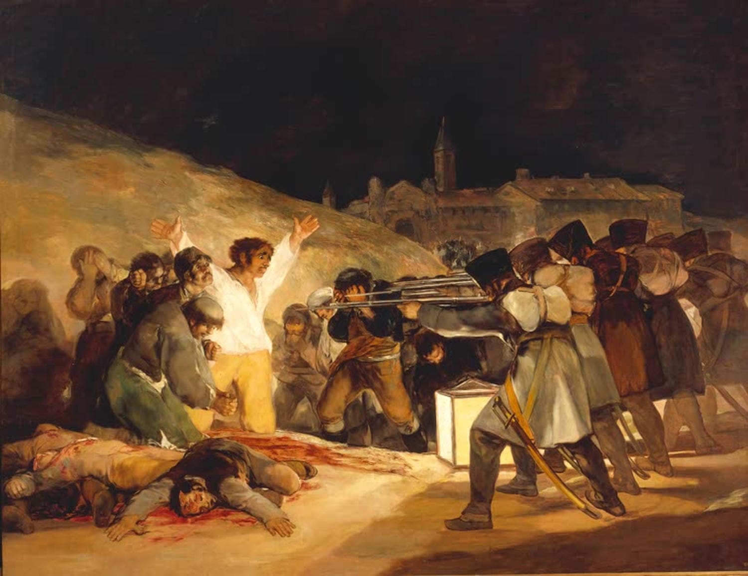 Gemälde "Die Erschießungen vom 3. Mai 1808" von Francisco de Goya – Hinrichtung spanischer Zivilisten durch Soldaten bei Nacht