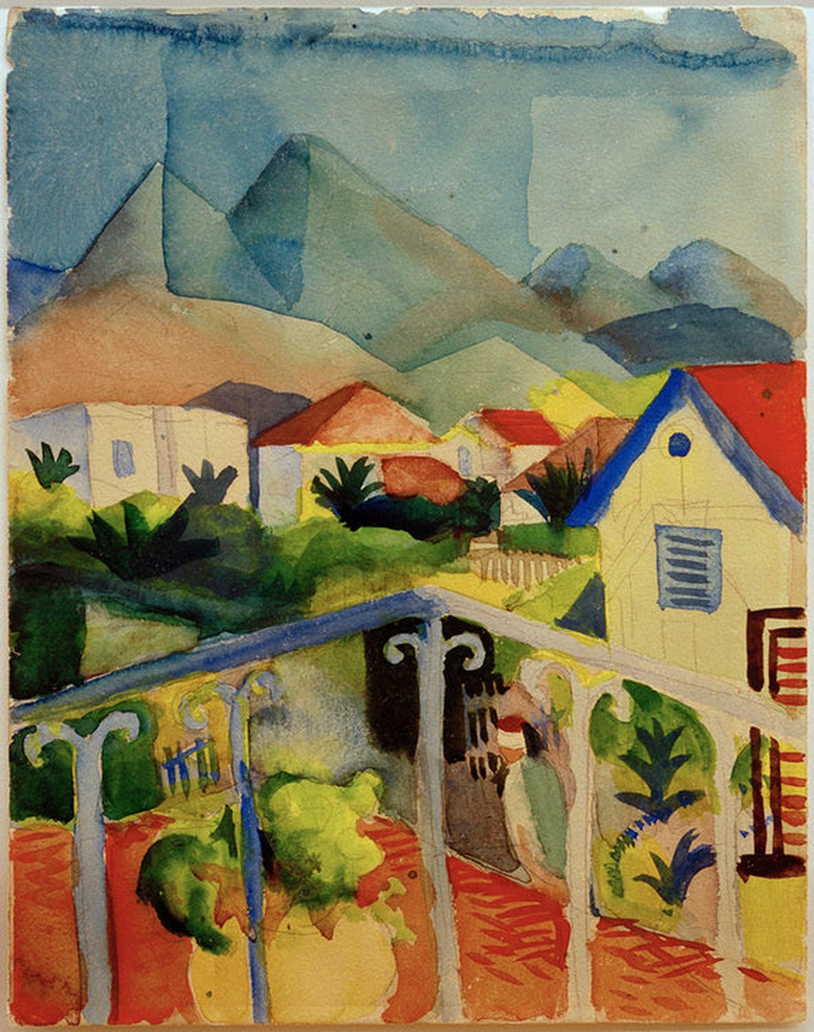 Orientalische Straßenszene in lebendigen Farben von August Macke.