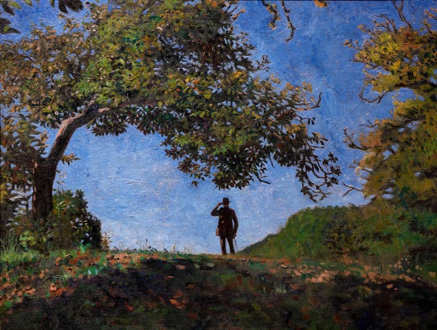 Sanfte Hügellandschaft mit klaren Formen, Gemälde „Hügelrücken“ von Károly Ferenczy als Kunstdruck