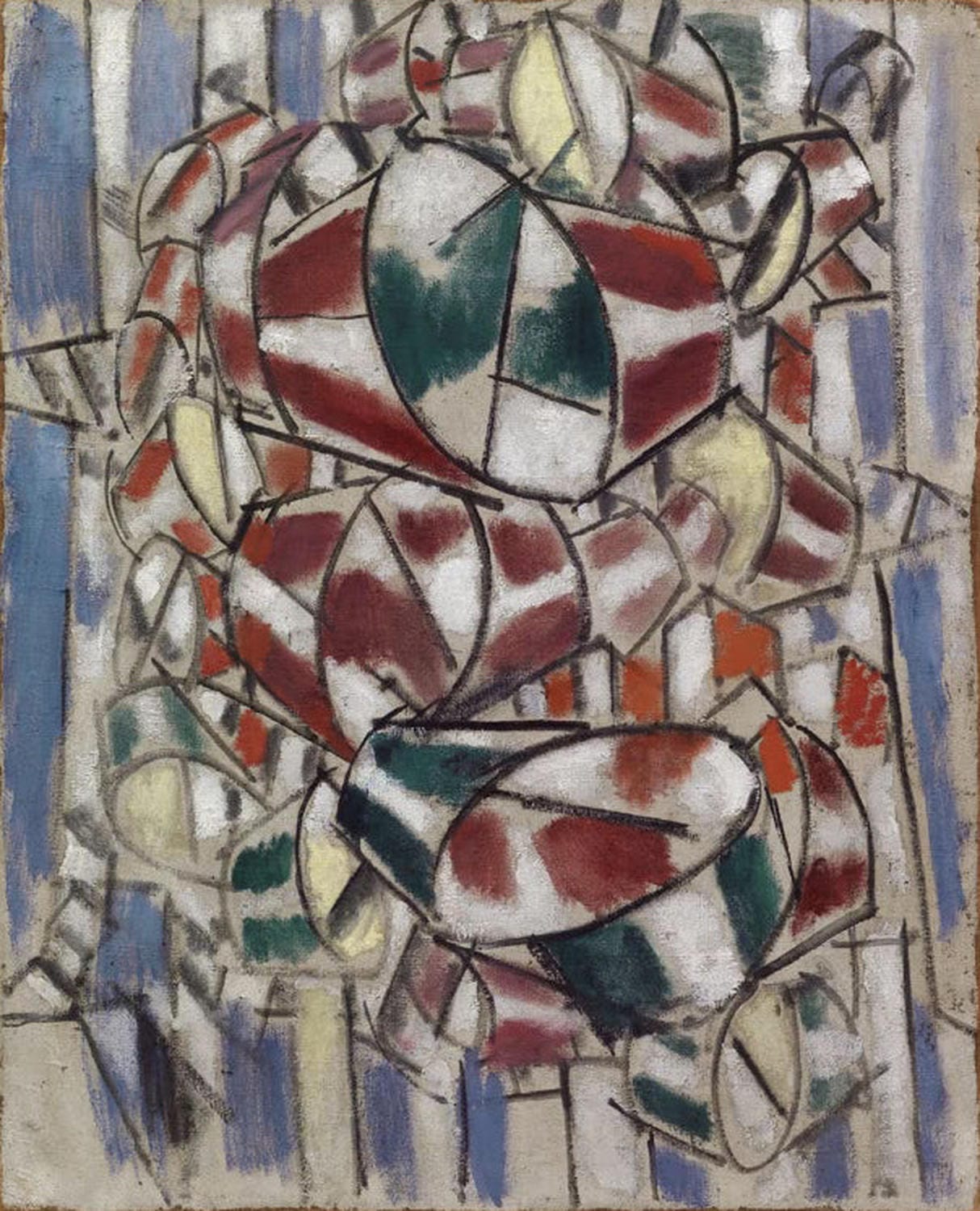 "Kontrast der Formen" von Fernand Léger – kubistische Komposition mit geometrischen Formen und kräftigen Farben.