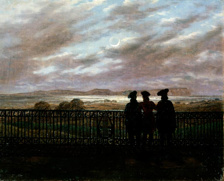 „Die Dichter V. A. Schukowski, S. I. Turgenew und A. I. Turgenew“ von Caspar David Friedrich – Gruppenporträt der drei Dichter in ruhiger Komposition.