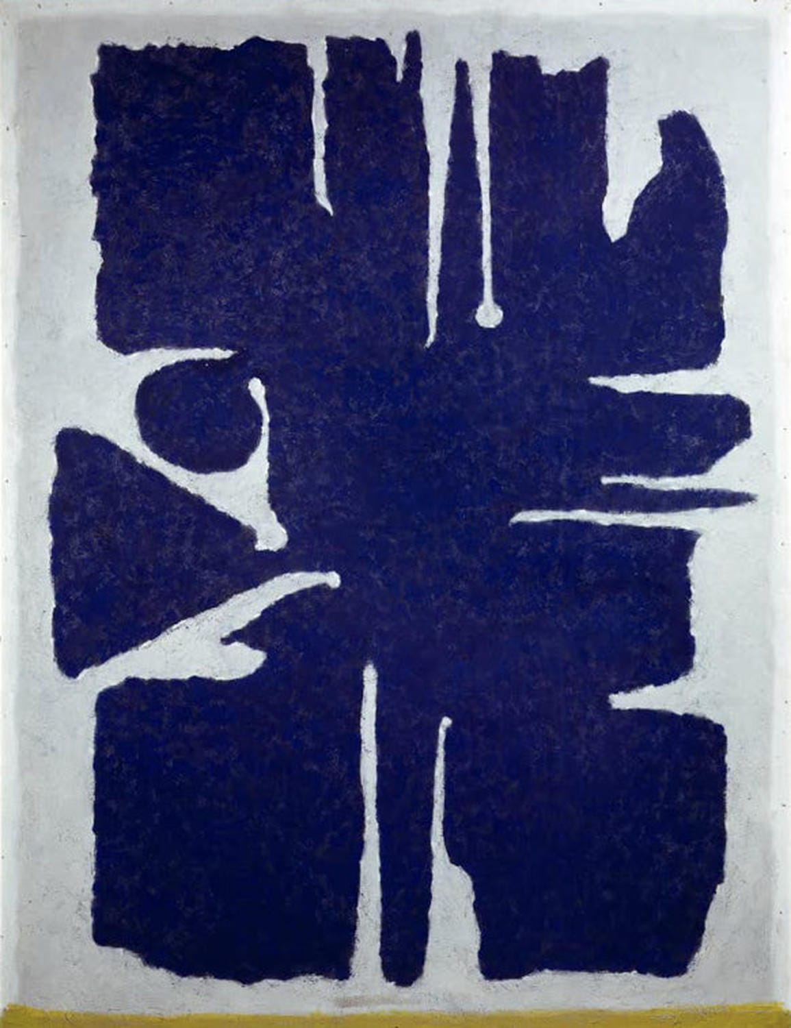 "Aru dunkelblau" von Willi Baumeister – abstrakte Komposition mit organischen Formen in tiefem Blau.