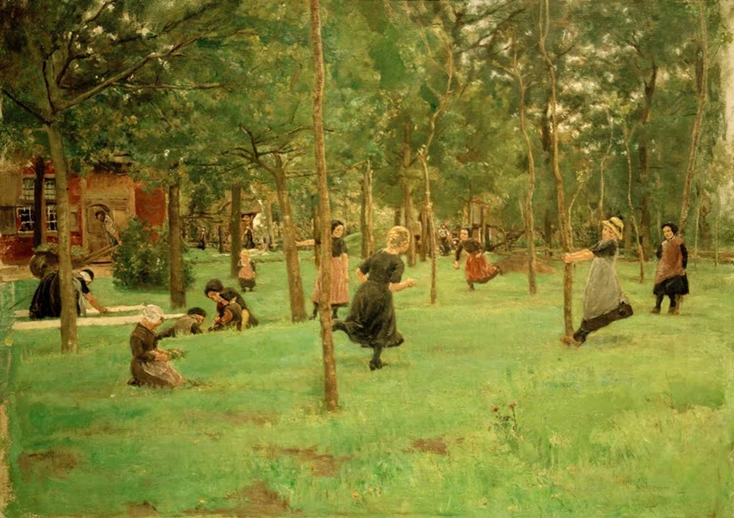 „Spielende Kinder“ von Max Liebermann – impressionistisches Gemälde mit Kindern in der Natur.