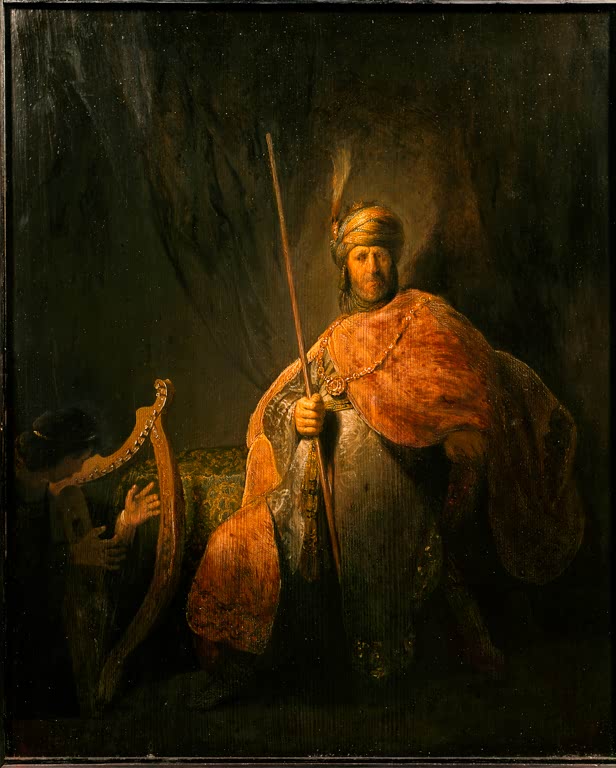 David, vor Saul die Harfe spielend | Rembrandt van Rijn